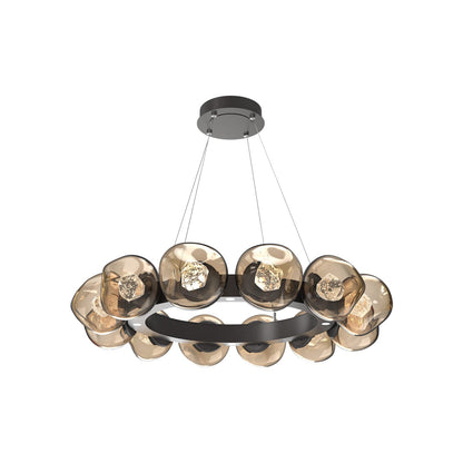 Luna Radial Ring Bronze LED Chandelier in Graphite (Zircon Crystal/38.6-Inch).