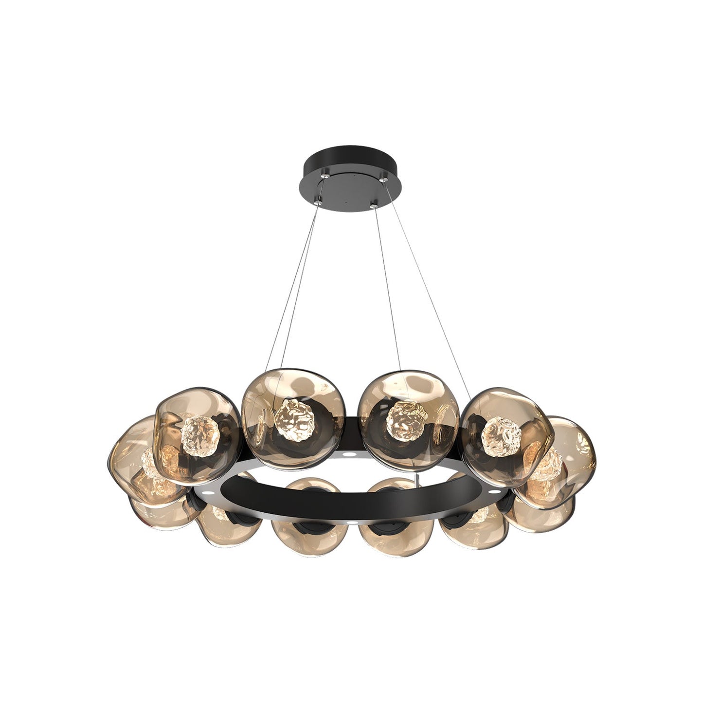 Luna Radial Ring Bronze LED Chandelier in Matte Black (Floret Crystal/38.6-Inch).