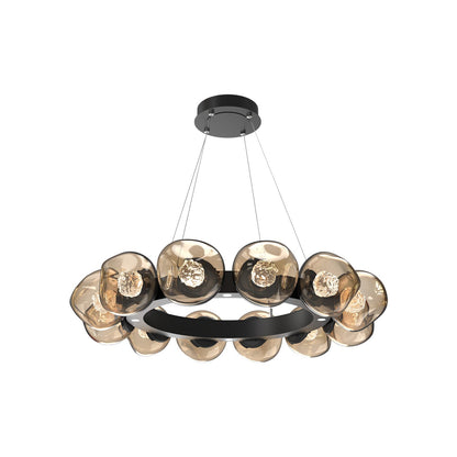 Luna Radial Ring Bronze LED Chandelier in Matte Black (Floret Crystal/38.6-Inch).