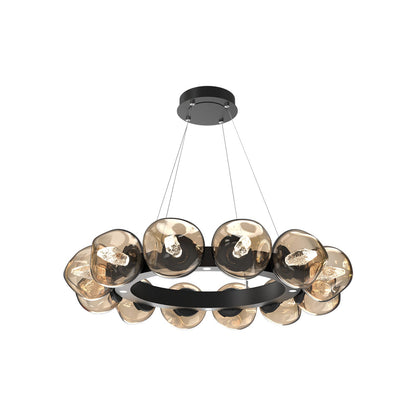 Luna Radial Ring Bronze LED Chandelier in Matte Black (Geo Crystal/38.6-Inch).