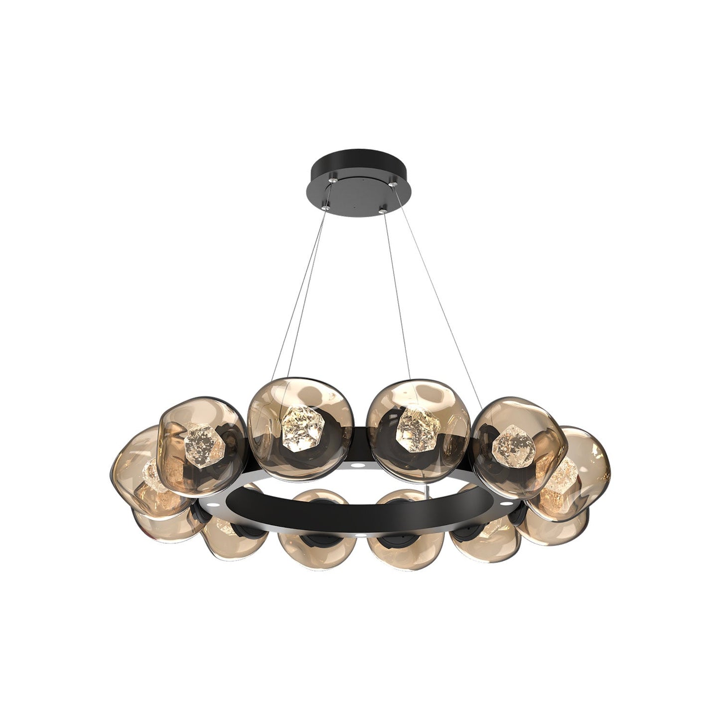 Luna Radial Ring Bronze LED Chandelier in Matte Black (Zircon Crystal/38.6-Inch).