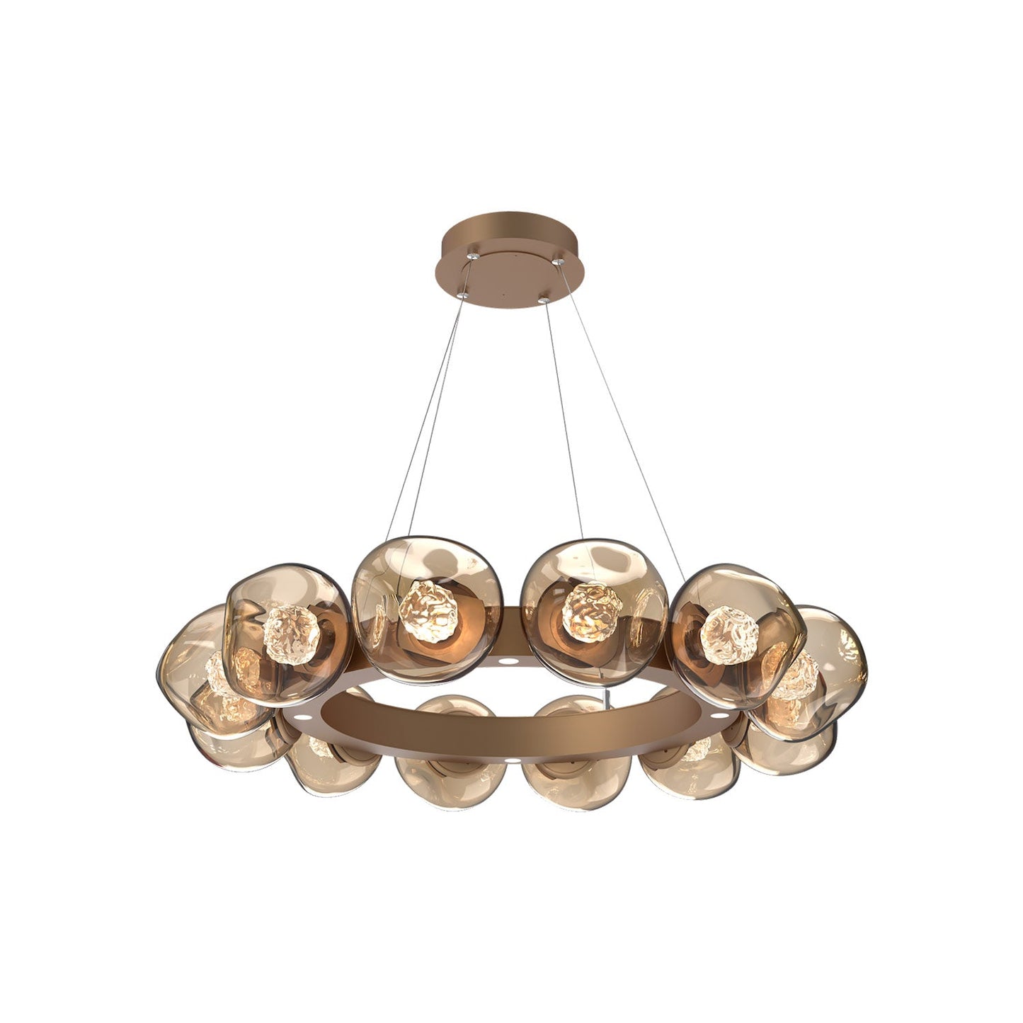 Luna Radial Ring Bronze LED Chandelier in Novel Brass (Floret Crystal/38.6-Inch).