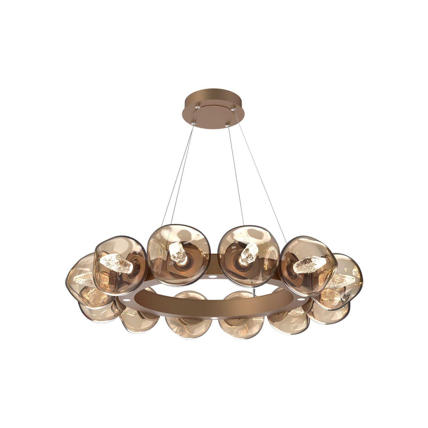 Luna Radial Ring Bronze LED Chandelier in Novel Brass (Geo Crystal/38.6-Inch).