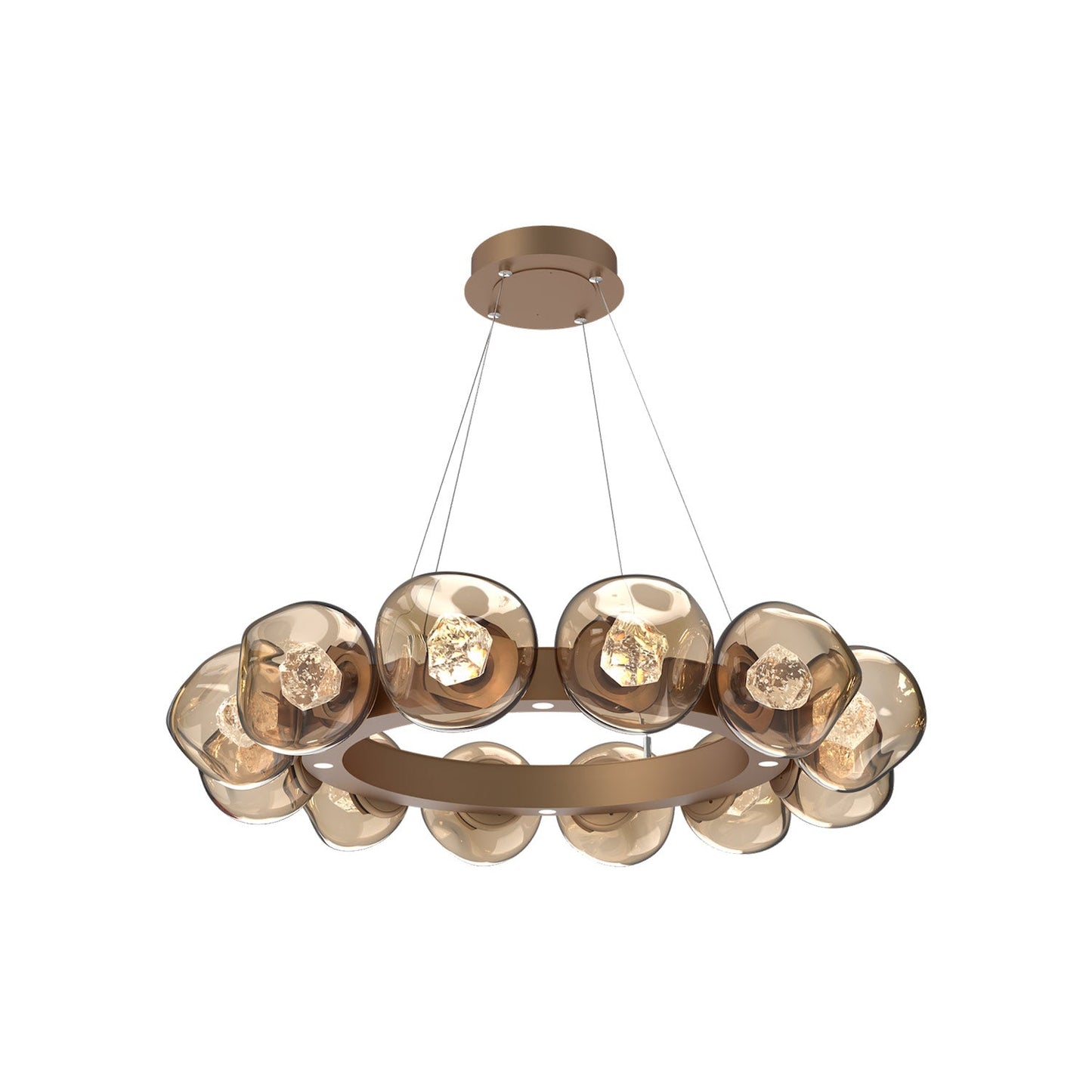 Luna Radial Ring Bronze LED Chandelier in Novel Brass (Zircon Crystal/38.6-Inch).