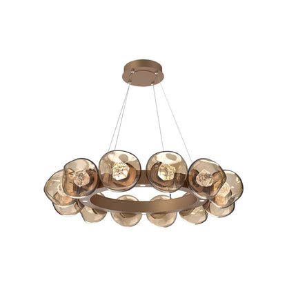 Luna Radial Ring Bronze LED Chandelier in Novel Brass (Zircon Crystal/38.6-Inch).