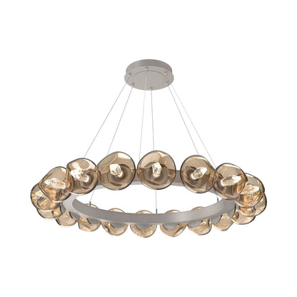Luna Radial Ring Bronze LED Chandelier in Beige Silver (Geo Crystal/50.9-Inch).