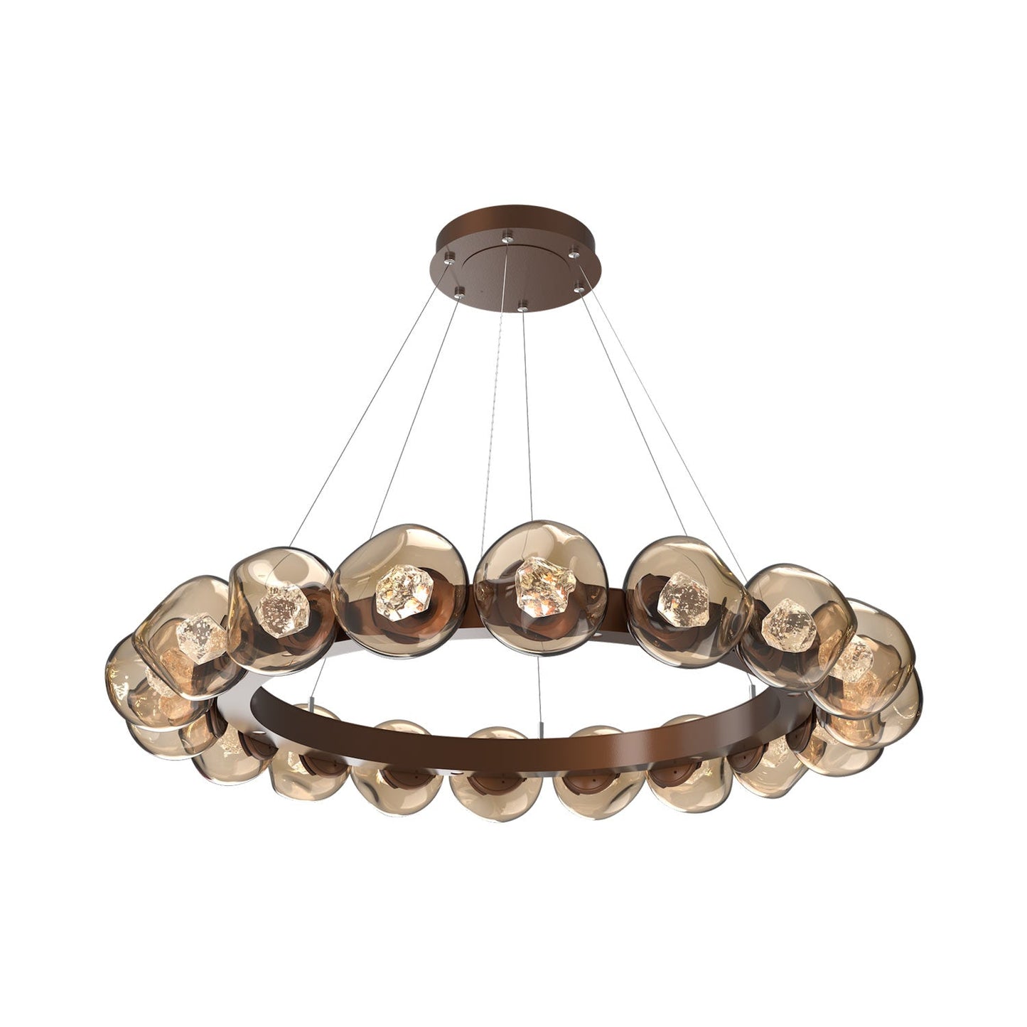 Luna Radial Ring Bronze LED Chandelier in Burnished Bronze (Zircon Crystal/50.9-Inch).