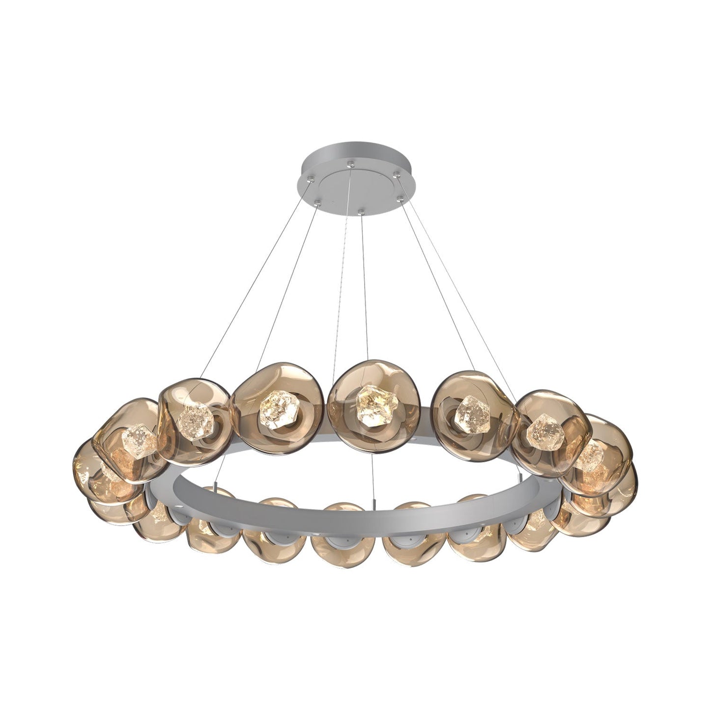 Luna Radial Ring Bronze LED Chandelier in Classic Silver (Zircon Crystal/50.9-Inch).