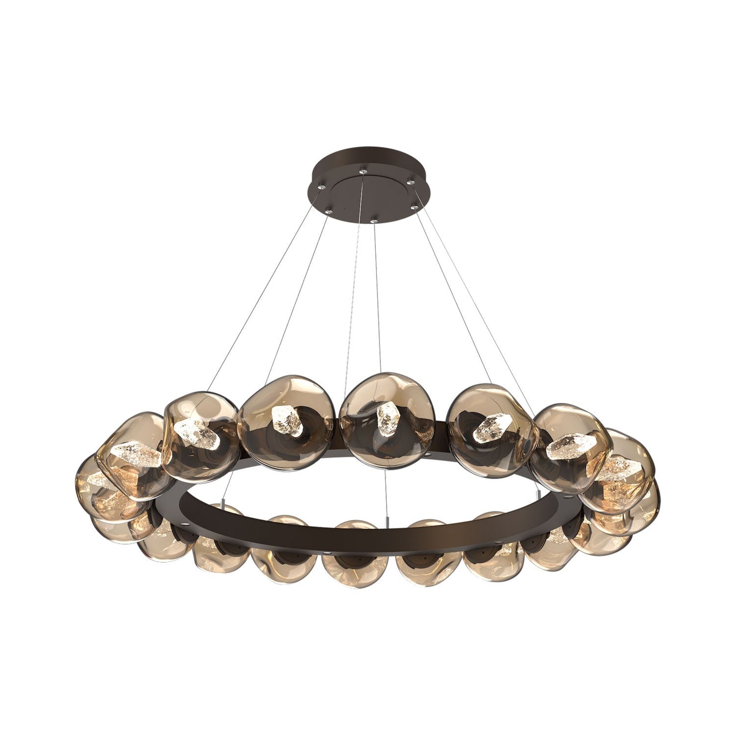 Luna Radial Ring Bronze LED Chandelier in Flat Bronze (Geo Crystal/50.9-Inch).