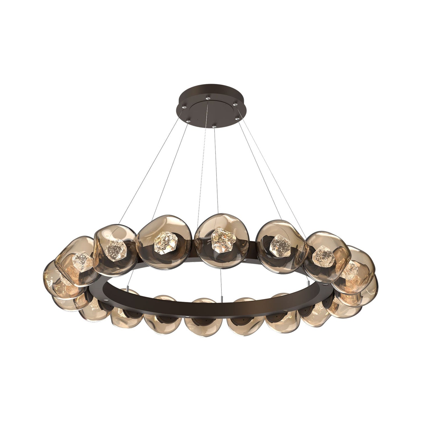 Luna Radial Ring Bronze LED Chandelier in Flat Bronze (Zircon Crystal/50.9-Inch).