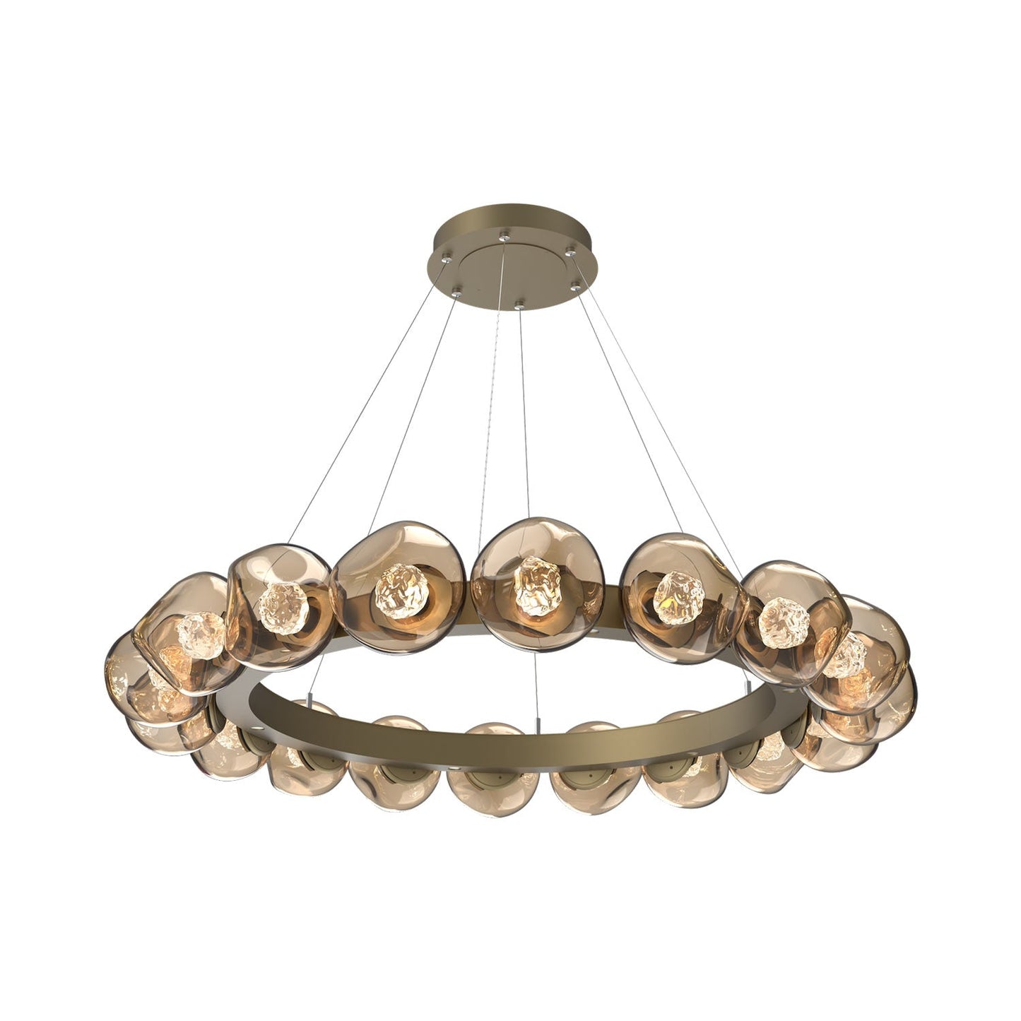 Luna Radial Ring Bronze LED Chandelier in Gilded Brass (Floret Crystal/50.9-Inch).