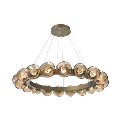 Luna Radial Ring Bronze LED Chandelier in Gilded Brass (Floret Crystal/50.9-Inch).