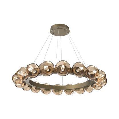 Luna Radial Ring Bronze LED Chandelier in Gilded Brass (Geo Crystal/50.9-Inch).