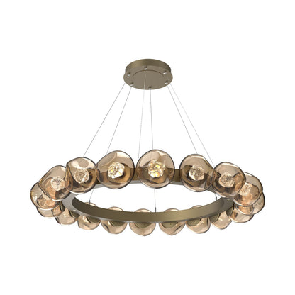 Luna Radial Ring Bronze LED Chandelier in Gilded Brass (Zircon Crystal/50.9-Inch).