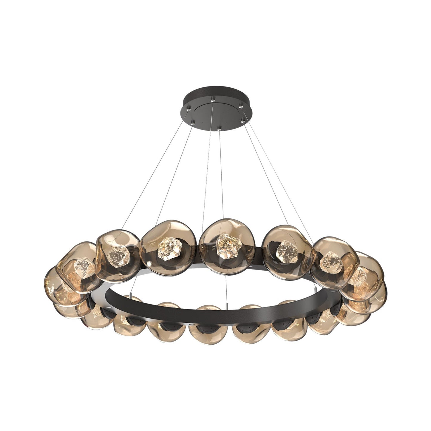 Luna Radial Ring Bronze LED Chandelier in Graphite (Zircon Crystal/50.9-Inch).