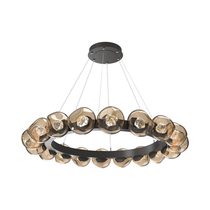 Luna Radial Ring Bronze LED Chandelier in Graphite (Zircon Crystal/50.9-Inch).