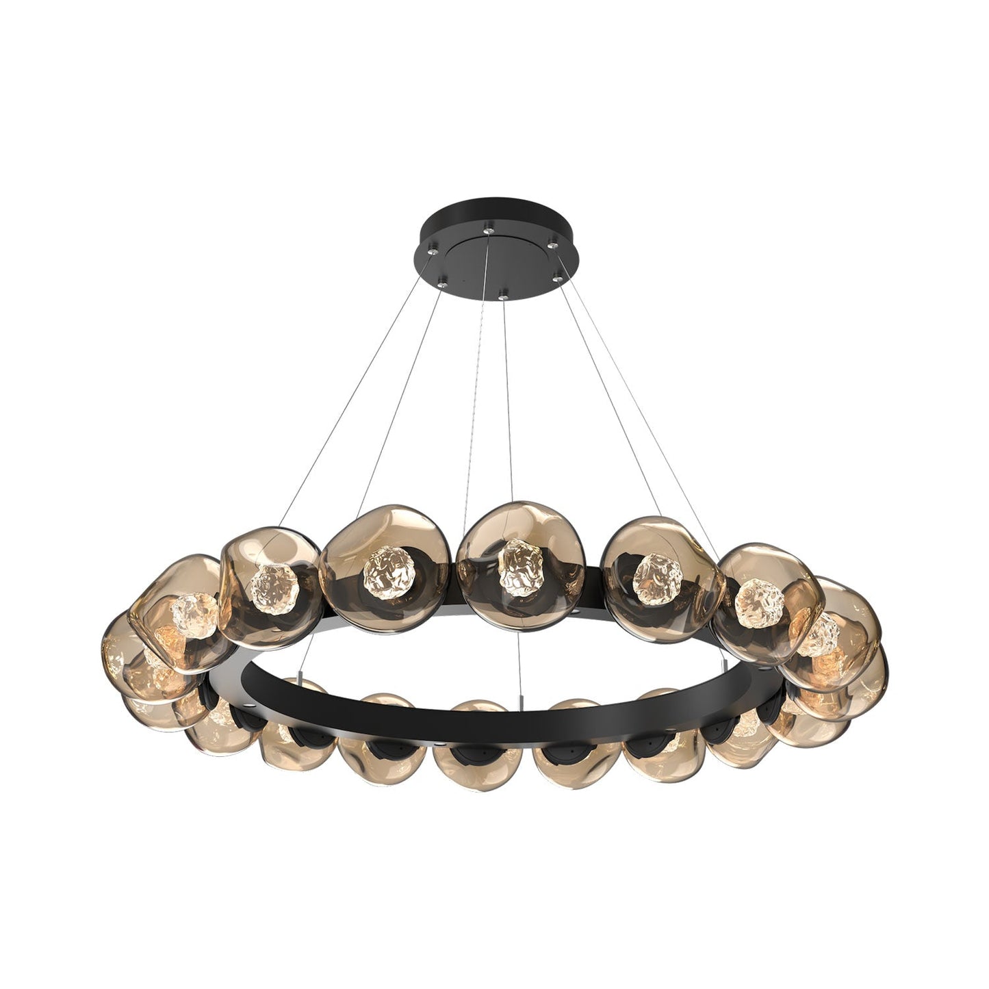 Luna Radial Ring Bronze LED Chandelier in Matte Black (Floret Crystal/50.9-Inch).