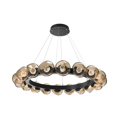 Luna Radial Ring Bronze LED Chandelier in Matte Black (Floret Crystal/50.9-Inch).