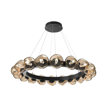 Luna Radial Ring Bronze LED Chandelier in Matte Black (Geo Crystal/50.9-Inch).