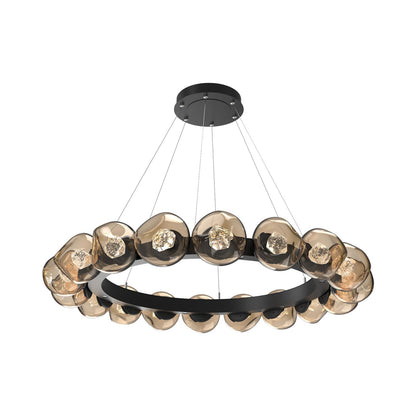 Luna Radial Ring Bronze LED Chandelier in Matte Black (Zircon Crystal/50.9-Inch).