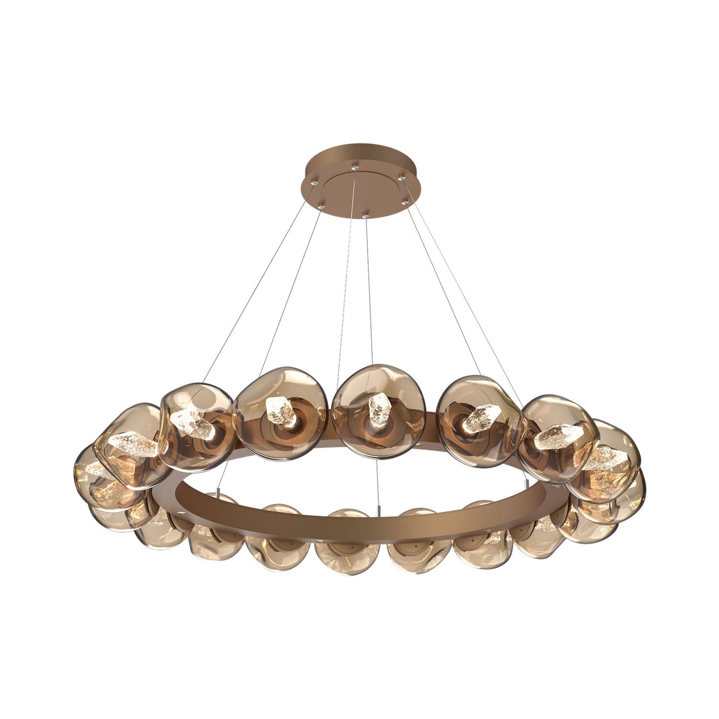 Luna Radial Ring Bronze LED Chandelier in Novel Brass (Geo Crystal/50.9-Inch).