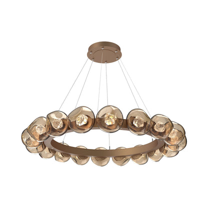 Luna Radial Ring Bronze LED Chandelier in Novel Brass (Zircon Crystal/50.9-Inch).