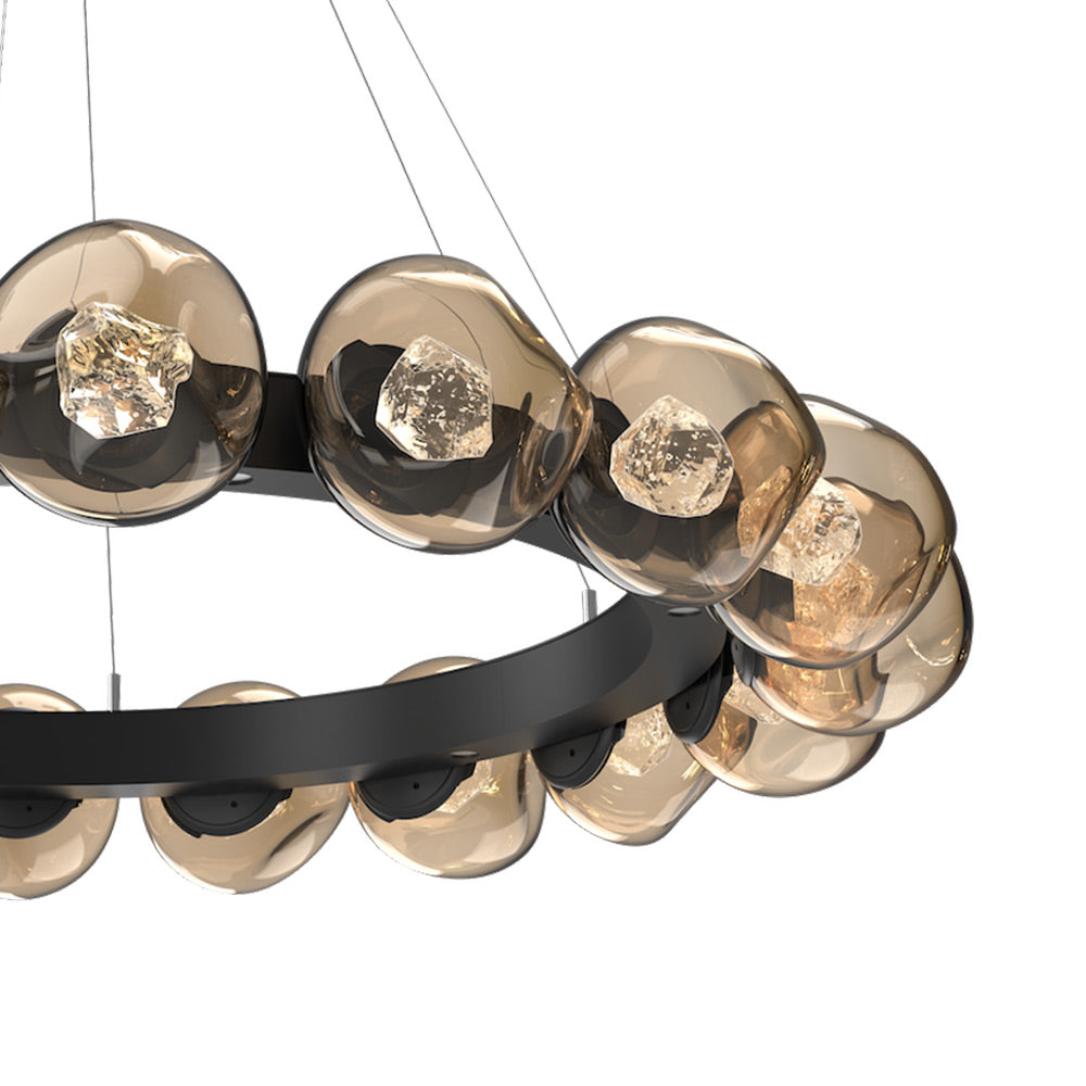 Luna Radial Ring Bronze LED Chandelier in Detail.