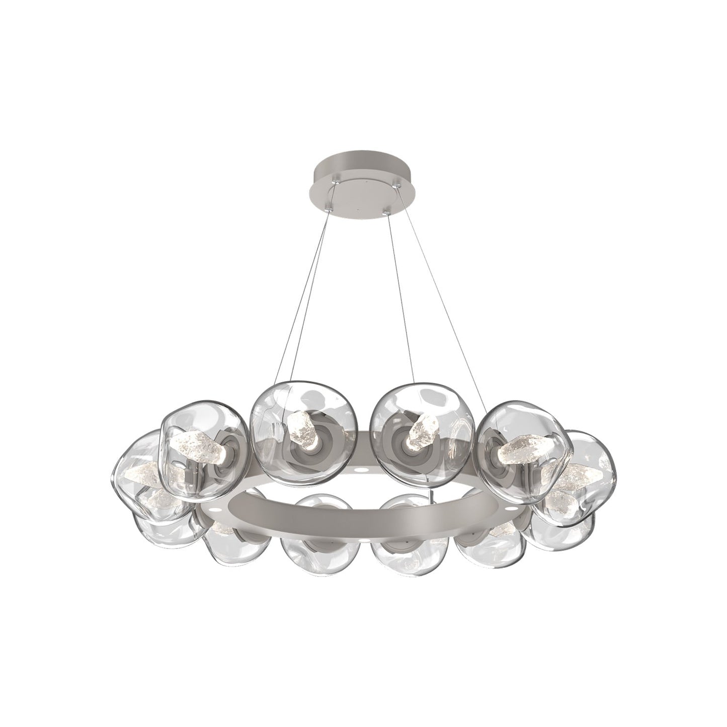 Luna Radial Ring Clear LED Chandelier in Beige Silver (Geo Crystal/38.6-Inch).