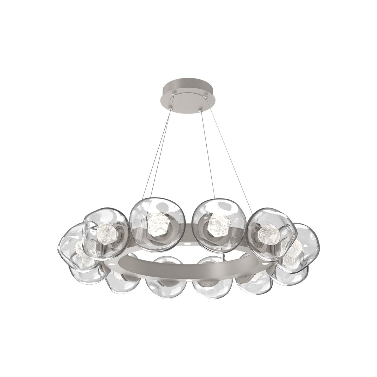 Luna Radial Ring Clear LED Chandelier in Beige Silver (Zircon Crystal/38.6-Inch).