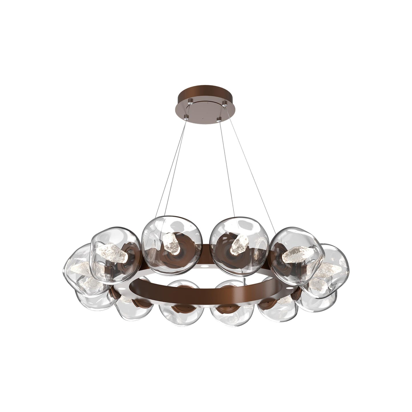 Luna Radial Ring Clear LED Chandelier in Burnished Bronze (Geo Crystal/38.6-Inch).