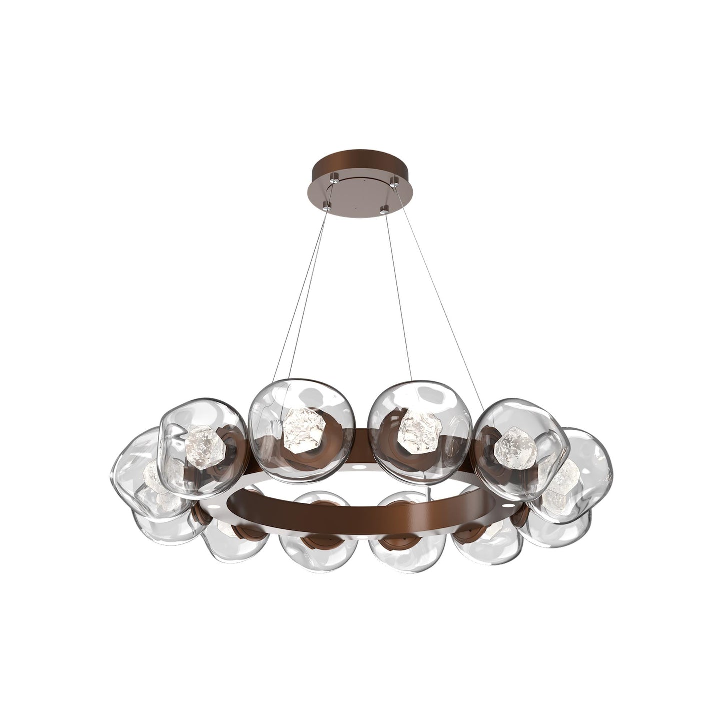 Luna Radial Ring Clear LED Chandelier in Burnished Bronze (Zircon Crystal/38.6-Inch).