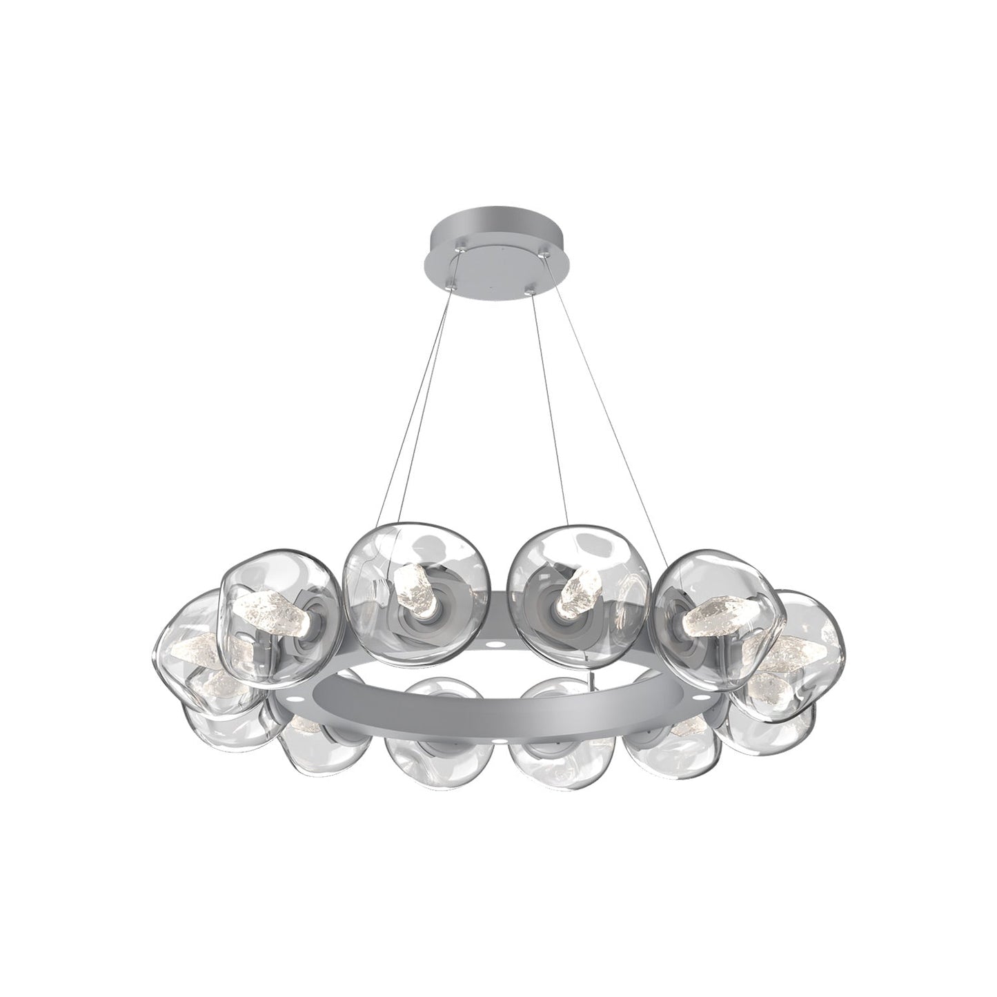 Luna Radial Ring Clear LED Chandelier in Classic Silver (Geo Crystal/38.6-Inch).