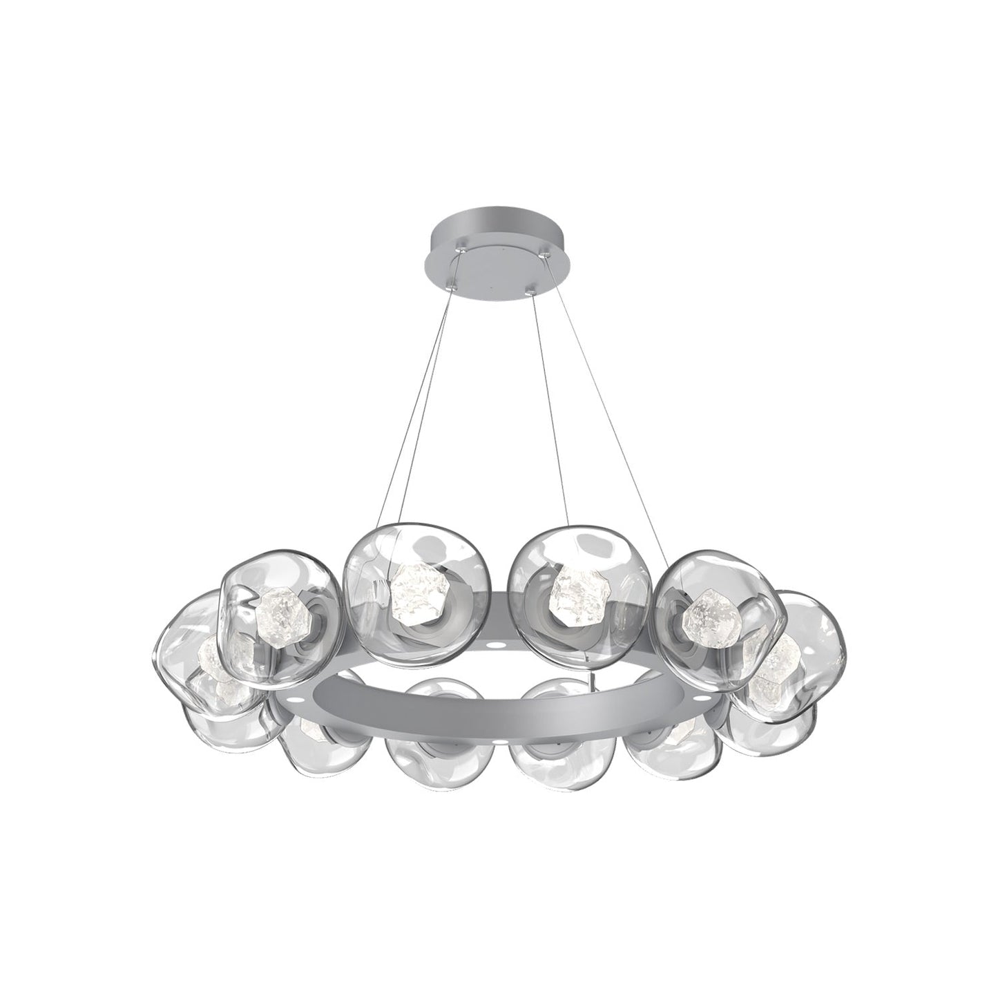 Luna Radial Ring Clear LED Chandelier in Classic Silver (Zircon Crystal/38.6-Inch).