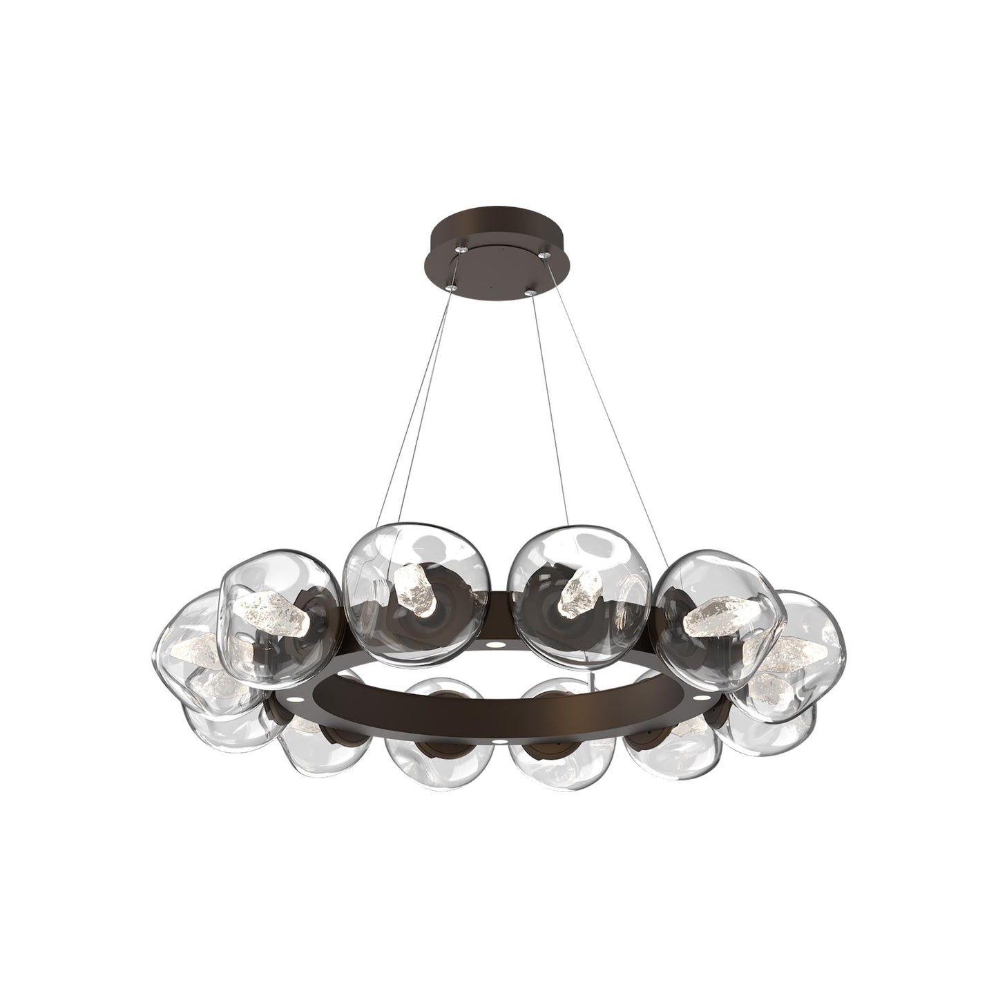 Luna Radial Ring Clear LED Chandelier in Flat Bronze (Geo Crystal/38.6-Inch).