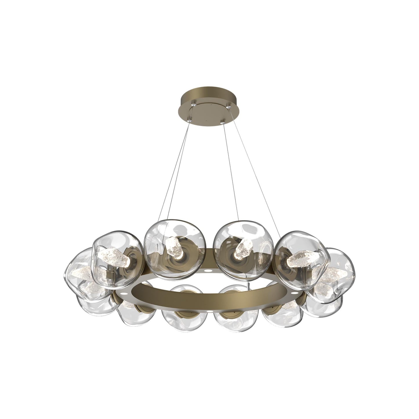 Luna Radial Ring Clear LED Chandelier in Gilded Brass (Geo Crystal/38.6-Inch).