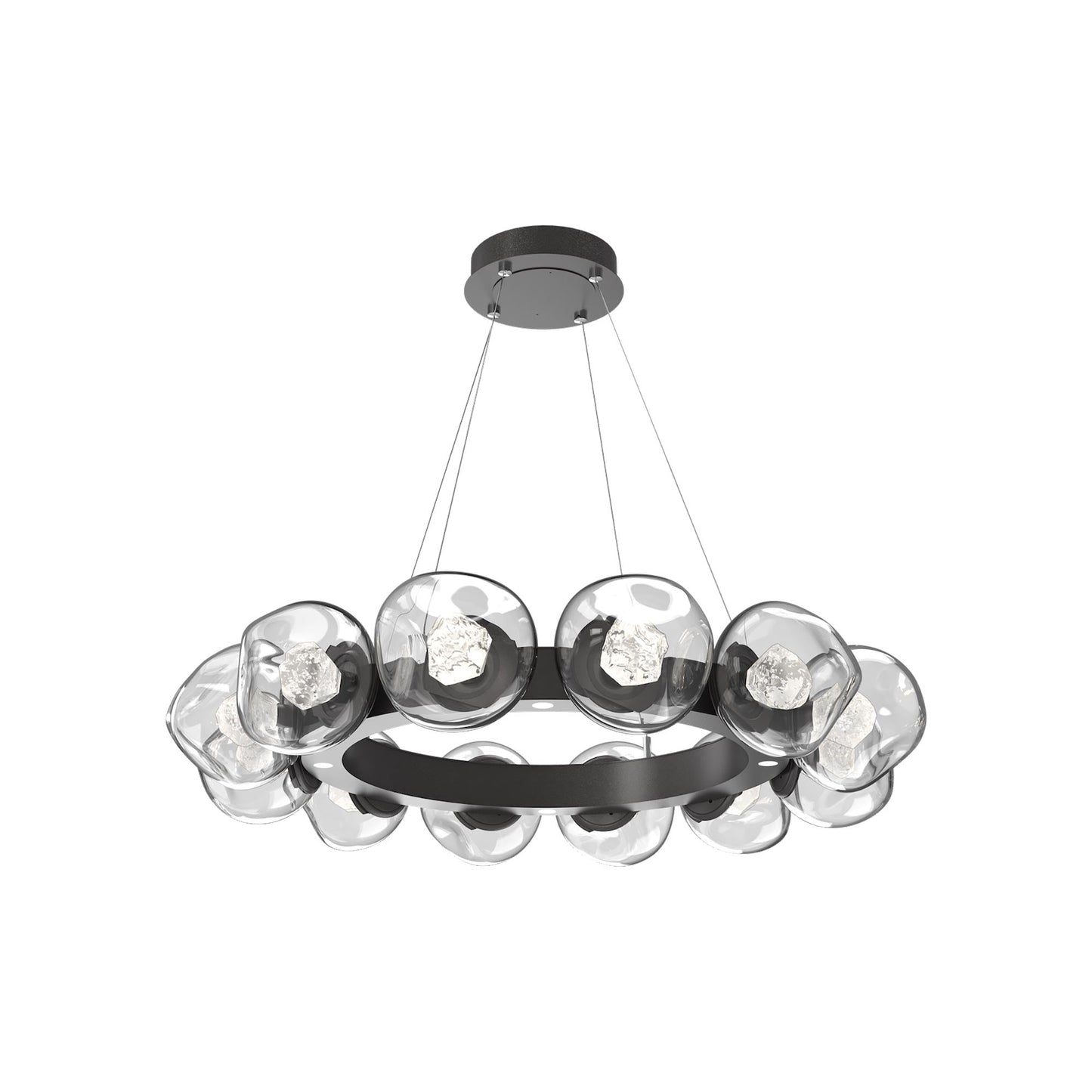 Luna Radial Ring Clear LED Chandelier in Graphite (Zircon Crystal/38.6-Inch).