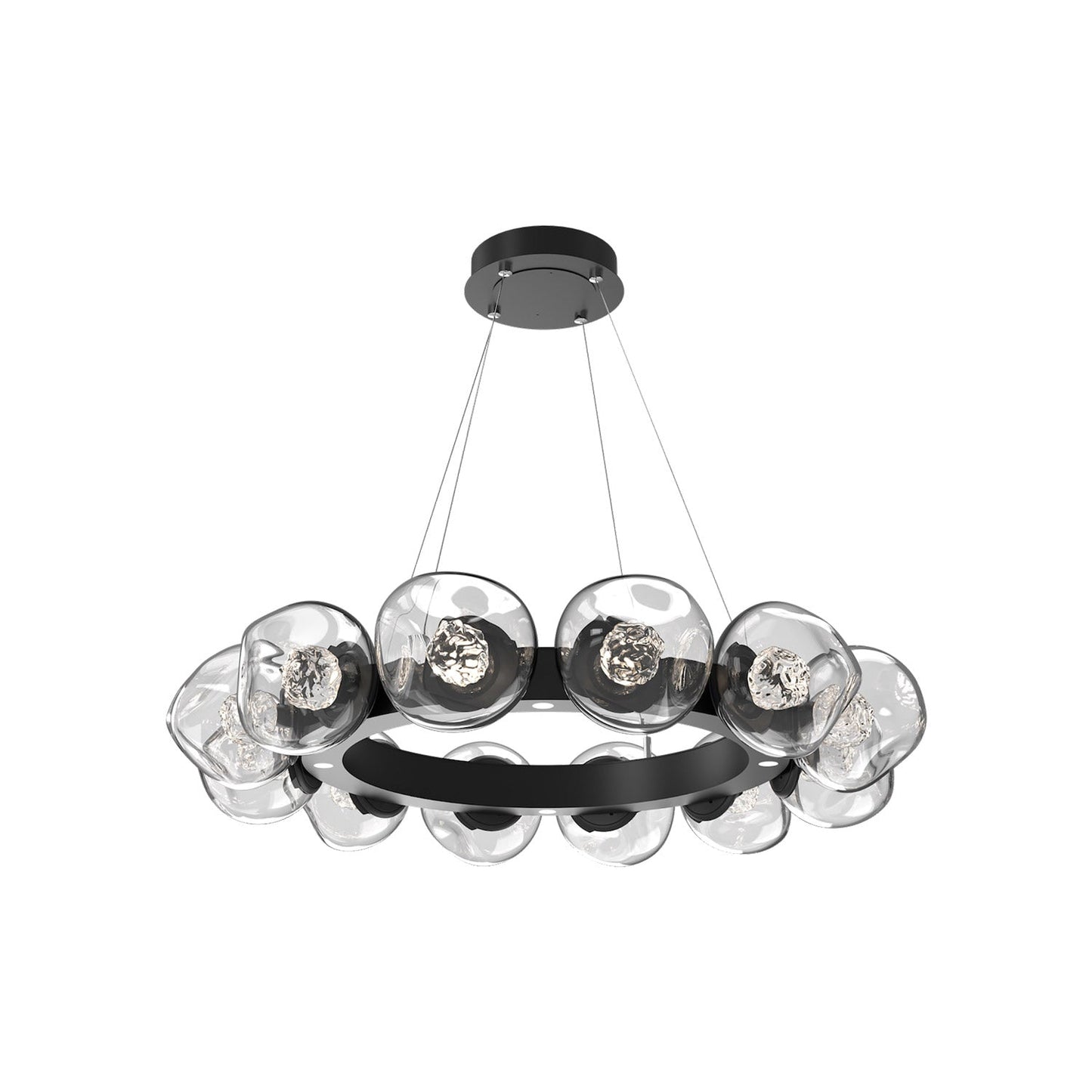 Luna Radial Ring Clear LED Chandelier in Matte Black (Floret Crystal/38.6-Inch).