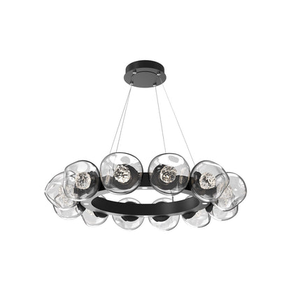 Luna Radial Ring Clear LED Chandelier in Matte Black (Floret Crystal/38.6-Inch).