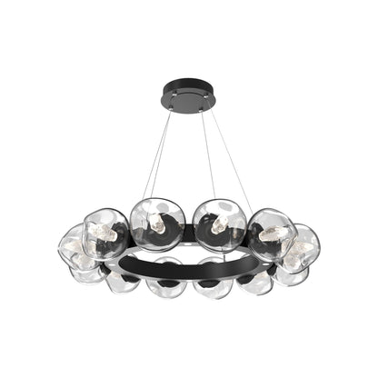 Luna Radial Ring Clear LED Chandelier in Matte Black (Geo Crystal/38.6-Inch).