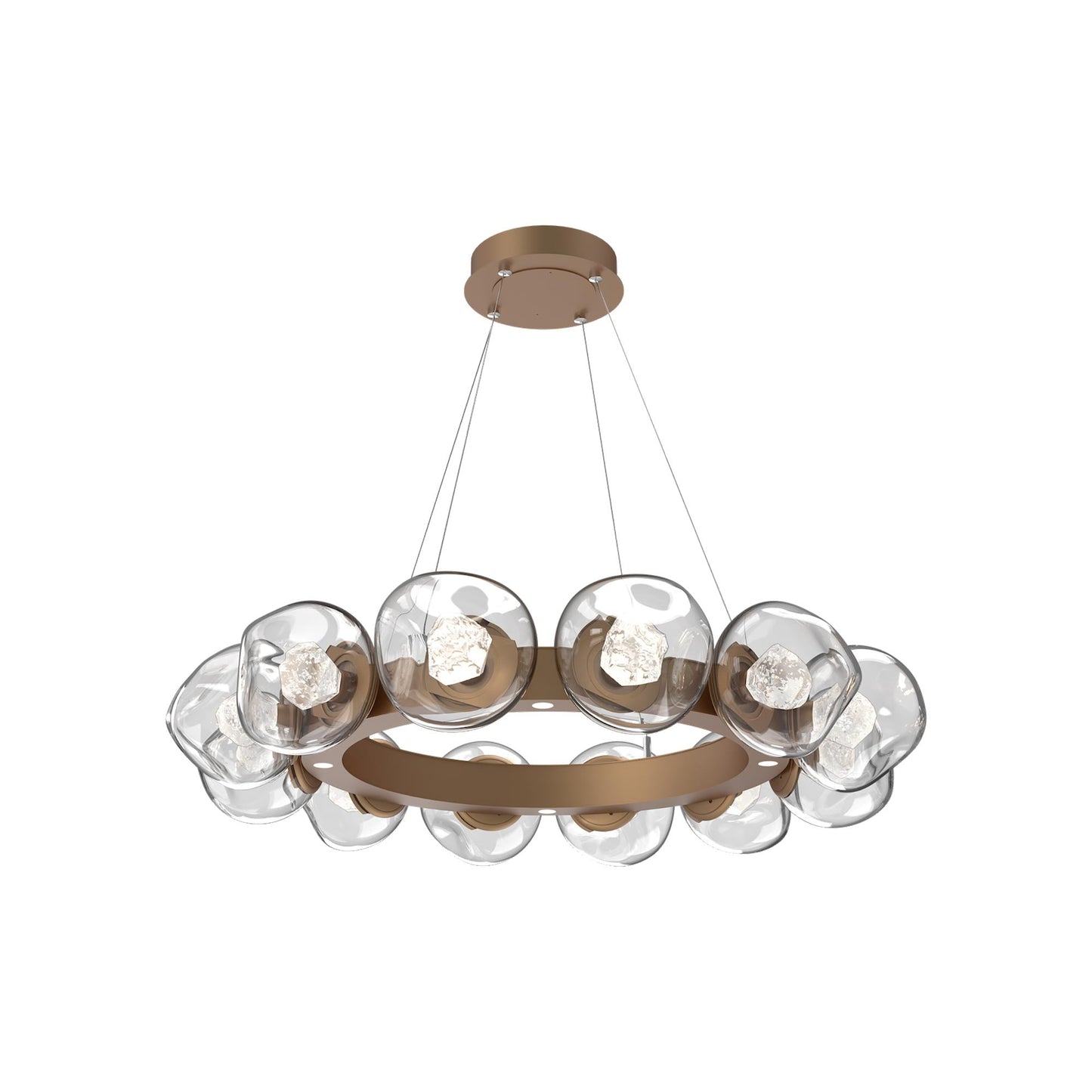 Luna Radial Ring Clear LED Chandelier in Novel Brass (Zircon Crystal/38.6-Inch).