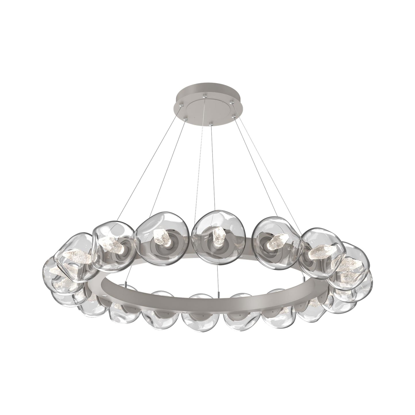 Luna Radial Ring Clear LED Chandelier in Beige Silver (Geo Crystal/50.9-Inch).
