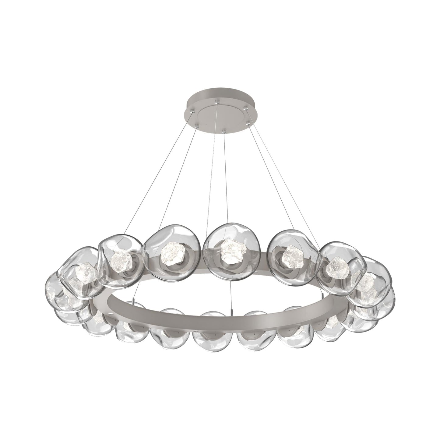 Luna Radial Ring Clear LED Chandelier in Beige Silver (Zircon Crystal/50.9-Inch).