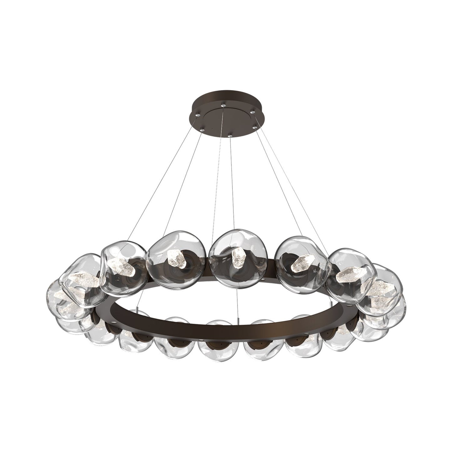 Luna Radial Ring Clear LED Chandelier in Flat Bronze (Geo Crystal/50.9-Inch).
