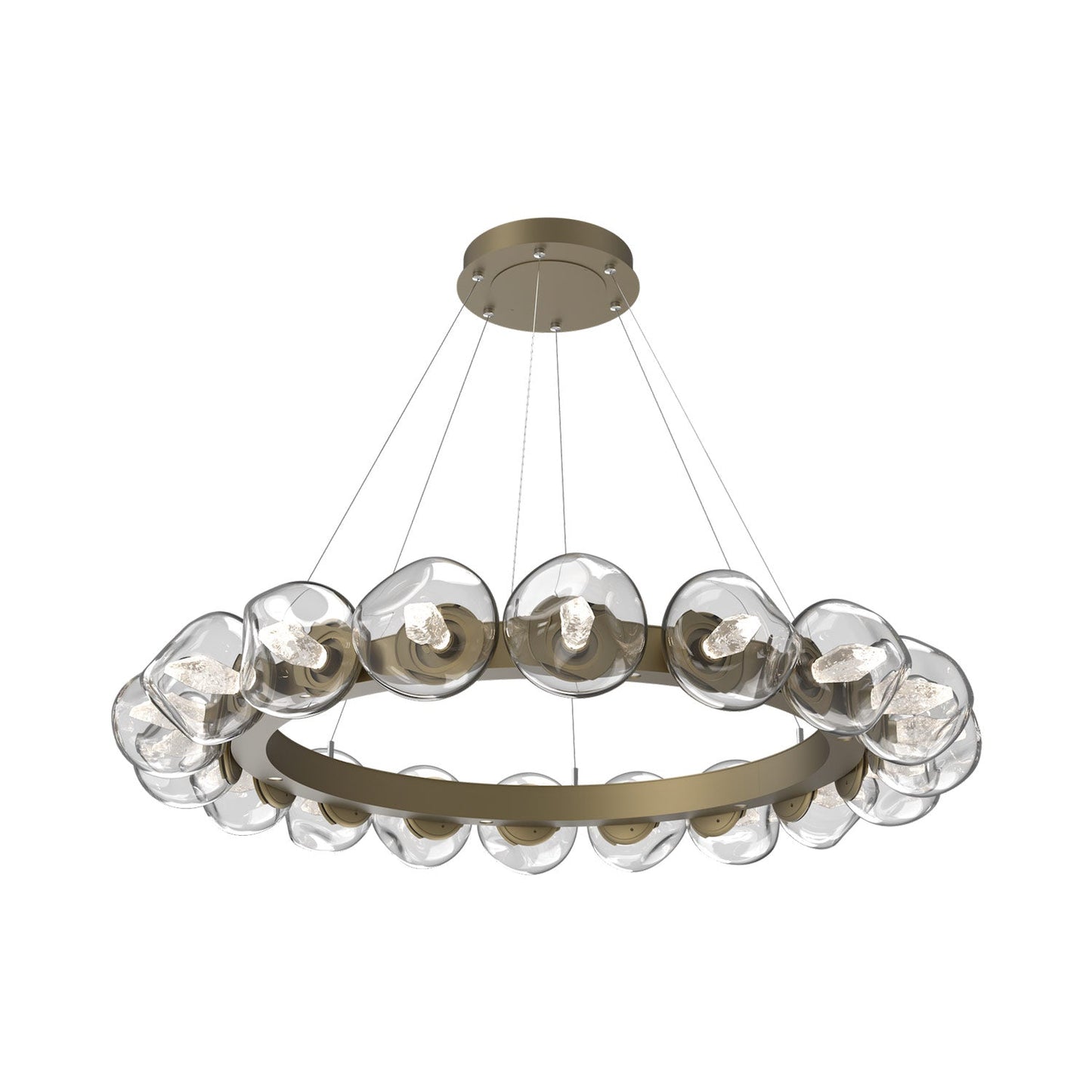 Luna Radial Ring Clear LED Chandelier in Gilded Brass (Geo Crystal/50.9-Inch).