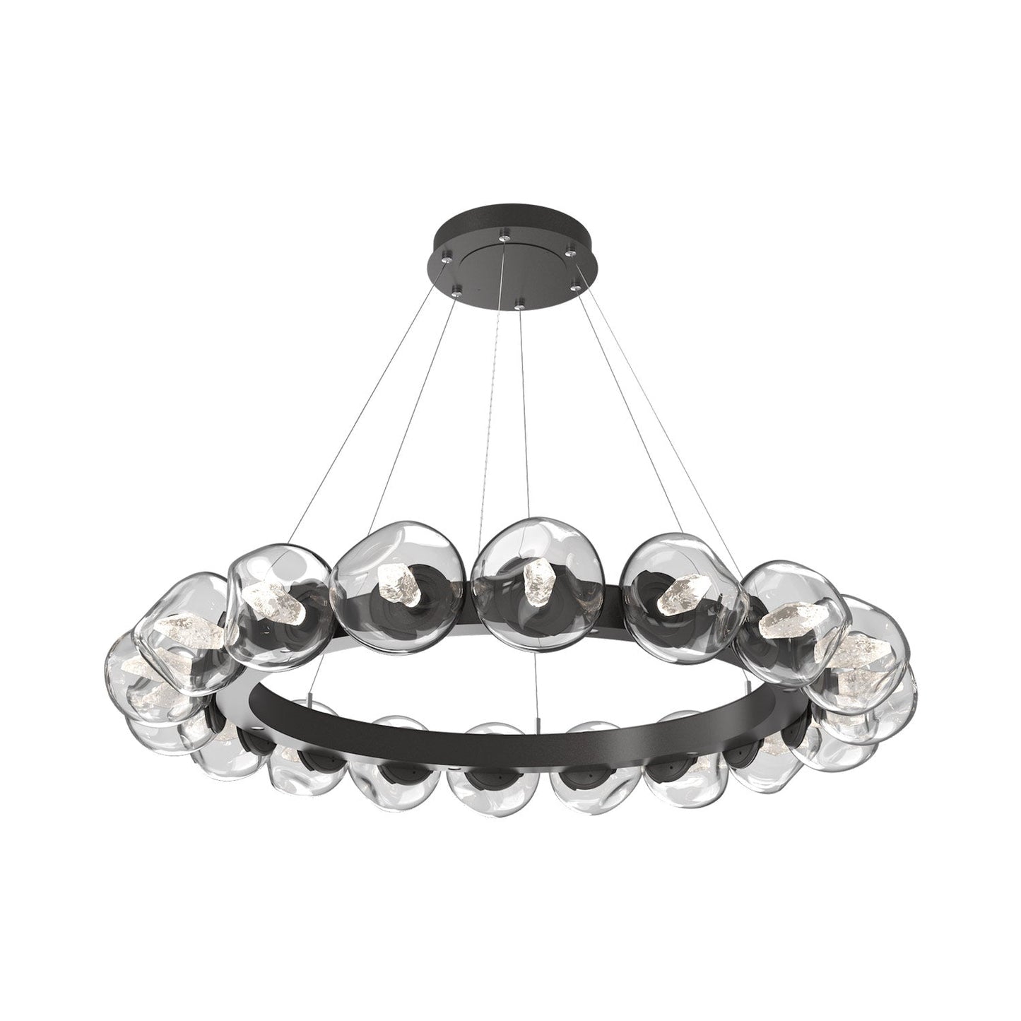 Luna Radial Ring Clear LED Chandelier in Graphite (Geo Crystal/50.9-Inch).