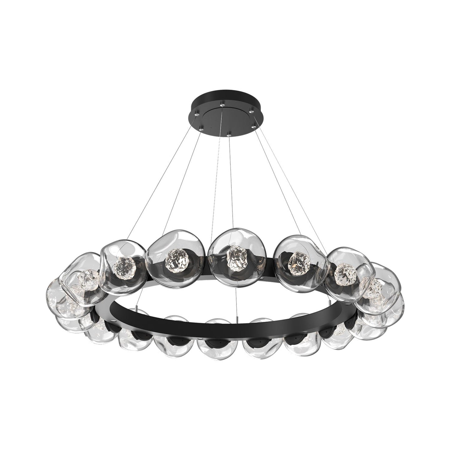 Luna Radial Ring Clear LED Chandelier in Matte Black (Floret Crystal/50.9-Inch).