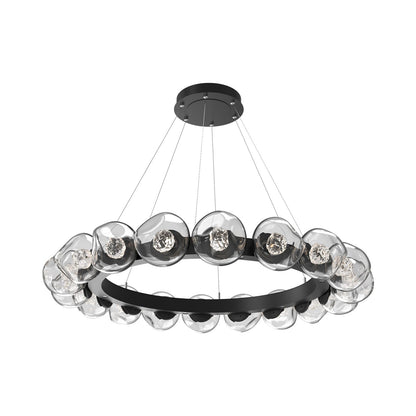 Luna Radial Ring Clear LED Chandelier in Matte Black (Floret Crystal/50.9-Inch).