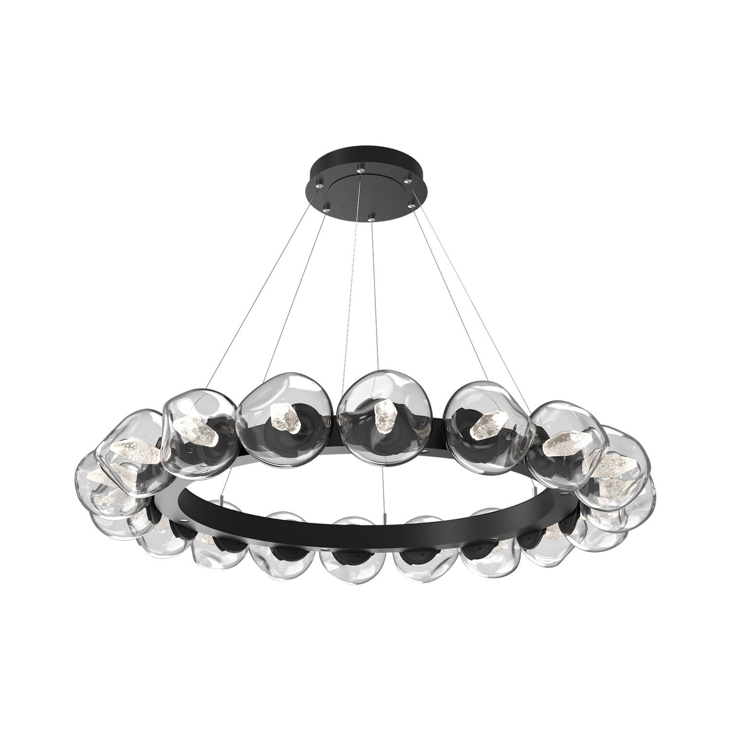 Luna Radial Ring Clear LED Chandelier in Matte Black (Geo Crystal/50.9-Inch).