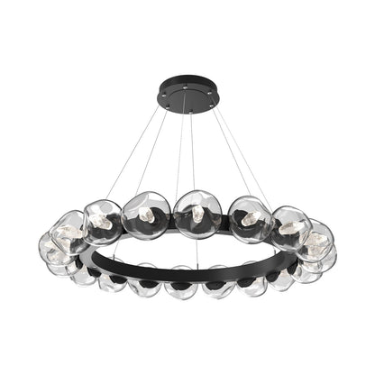 Luna Radial Ring Clear LED Chandelier in Matte Black (Geo Crystal/50.9-Inch).