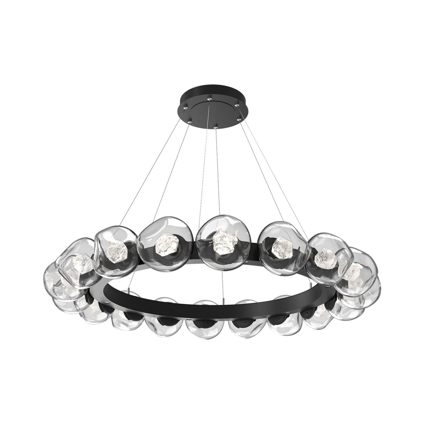 Luna Radial Ring Clear LED Chandelier in Matte Black (Zircon Crystal/50.9-Inch).